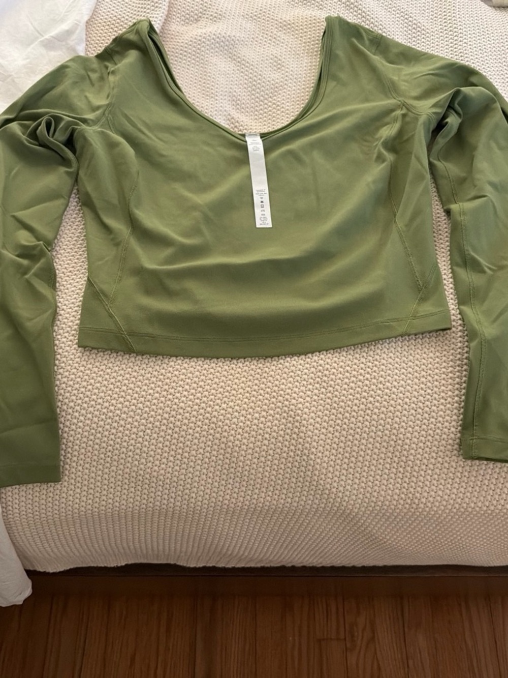 lululemon athletica Olive Green Long Sleeve Scoop Crop Top